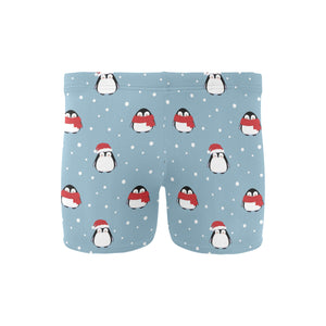 Cute penguin christmas snow pattern Men's Swimming Trunks