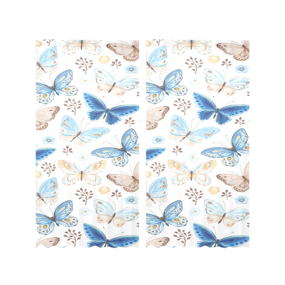 blue butterfly pattern Gauze Curtain
