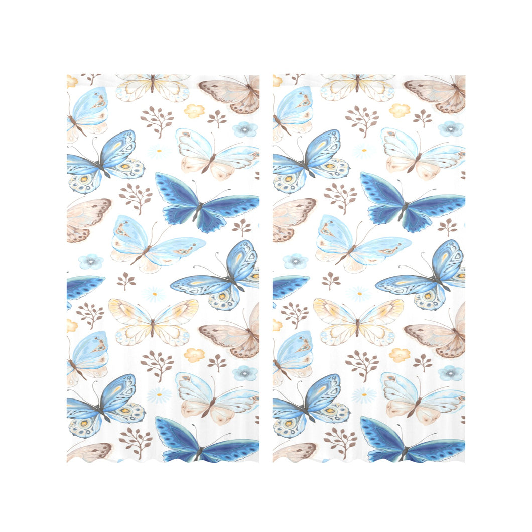blue butterfly pattern Gauze Curtain