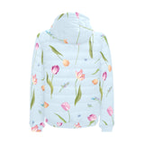 Watercolor Tulips pattern Men's Padded Hooded Jacket