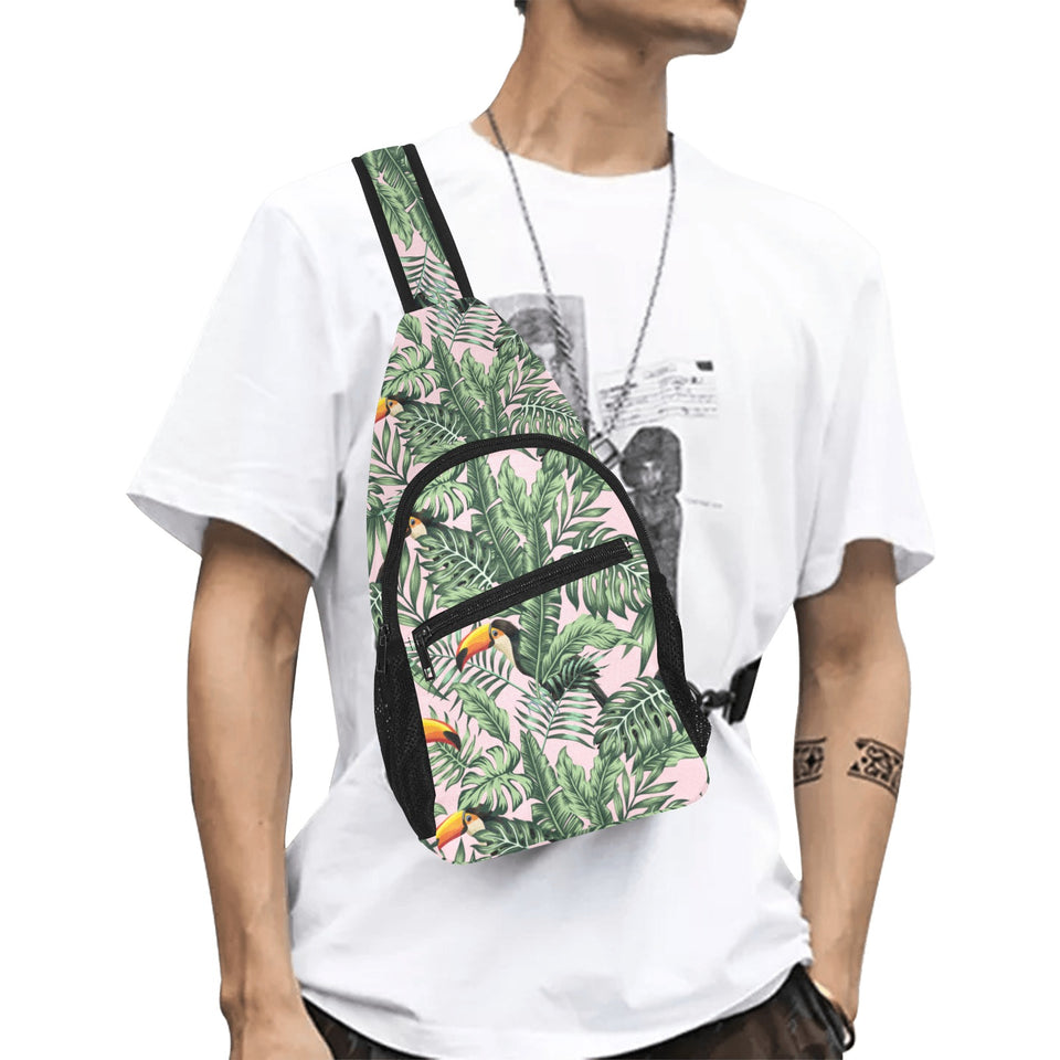 Toucan tropical green jungle palm pattern All Over Print Chest Bag