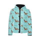 Dachshund decorative background Kids' Boys' Girls' Padded Hooded Jacket