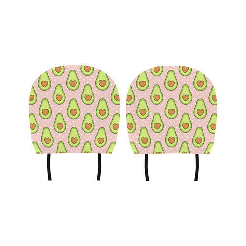 Avocado heart pink background Car Headrest Cover