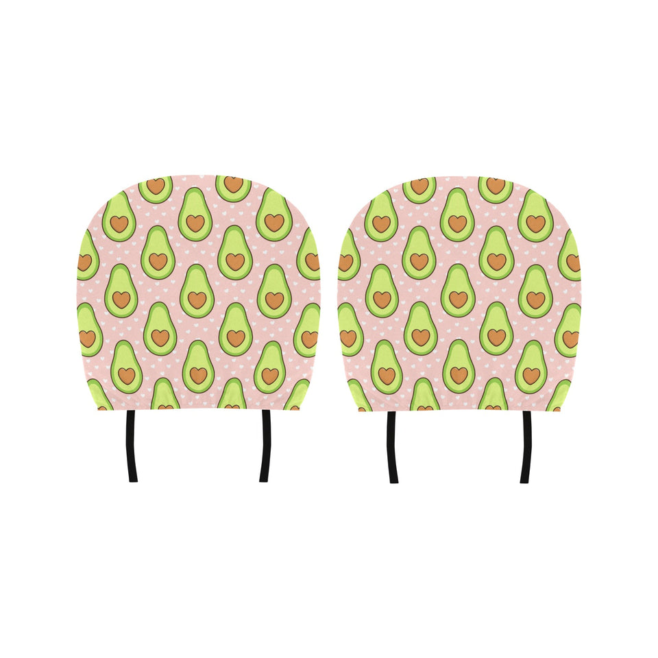 Avocado heart pink background Car Headrest Cover