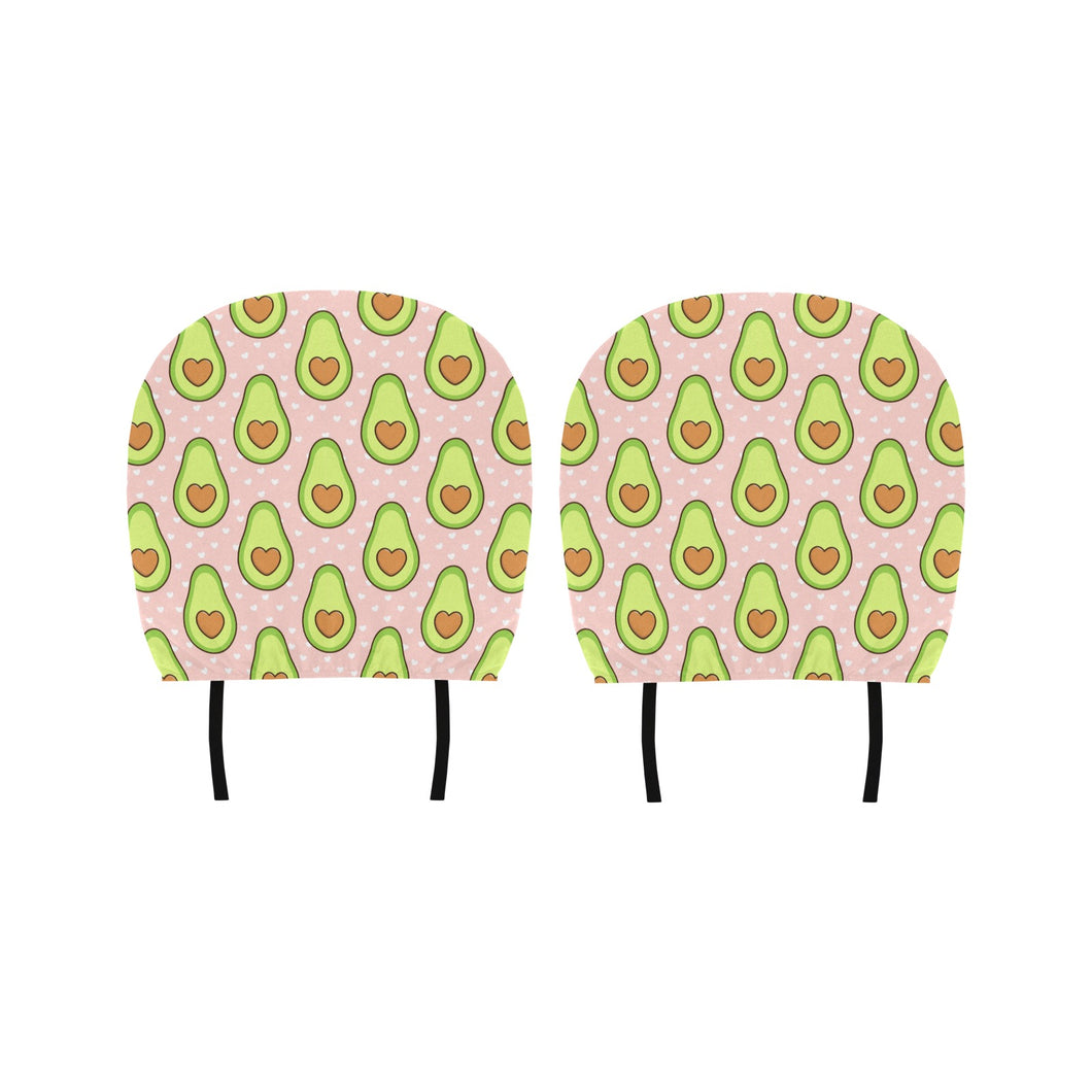 Avocado heart pink background Car Headrest Cover