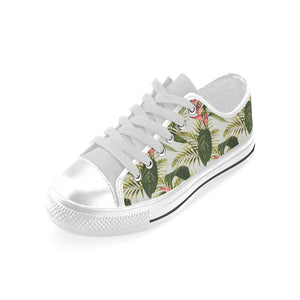 heliconia pattern Men's Low Top Shoes White