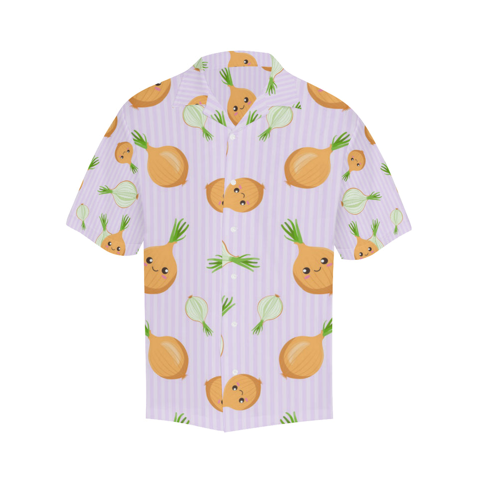 cute onions smiling faces purple background Men's All Over Print Hawaiian Shirt