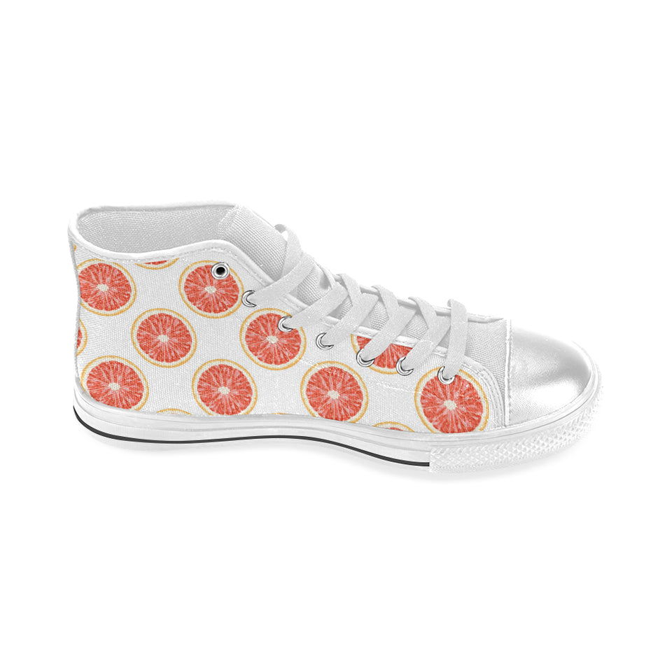 Grapefruit pattern Women's High Top Canvas Shoes White