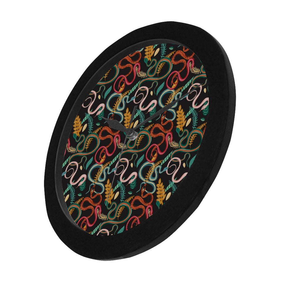 Colorful snake plant pattern Elegant Black Wall Clock