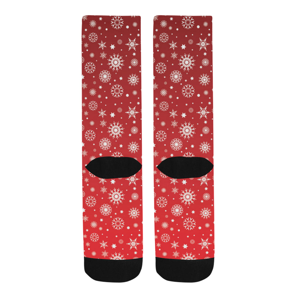 Snowflake pattern red background Crew Socks