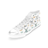 windmill pattern Women's High Top Canvas Shoes White