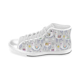 Cute Llama Alpaca pattern Men's High Top Canvas Shoes White