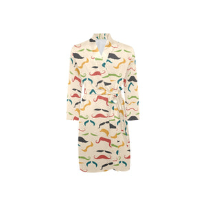 Mustache Beard Pattern Print Design 03 Men's Long Sleeve Belted Night Robe