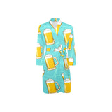 Beer pattern green background Men's Long Sleeve Belted Night Robe