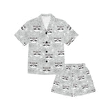 Cute raccoons leaves dot Kids' Boys' Girls' V-Neck Short Pajama Set