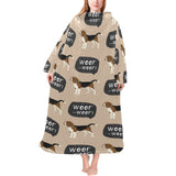 Beagle pattern Blanket Robe with Sleeves