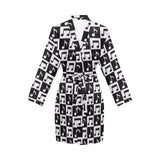 Music Notes Pattern Print Design 01 Women's Long Sleeve Belted Night Robe