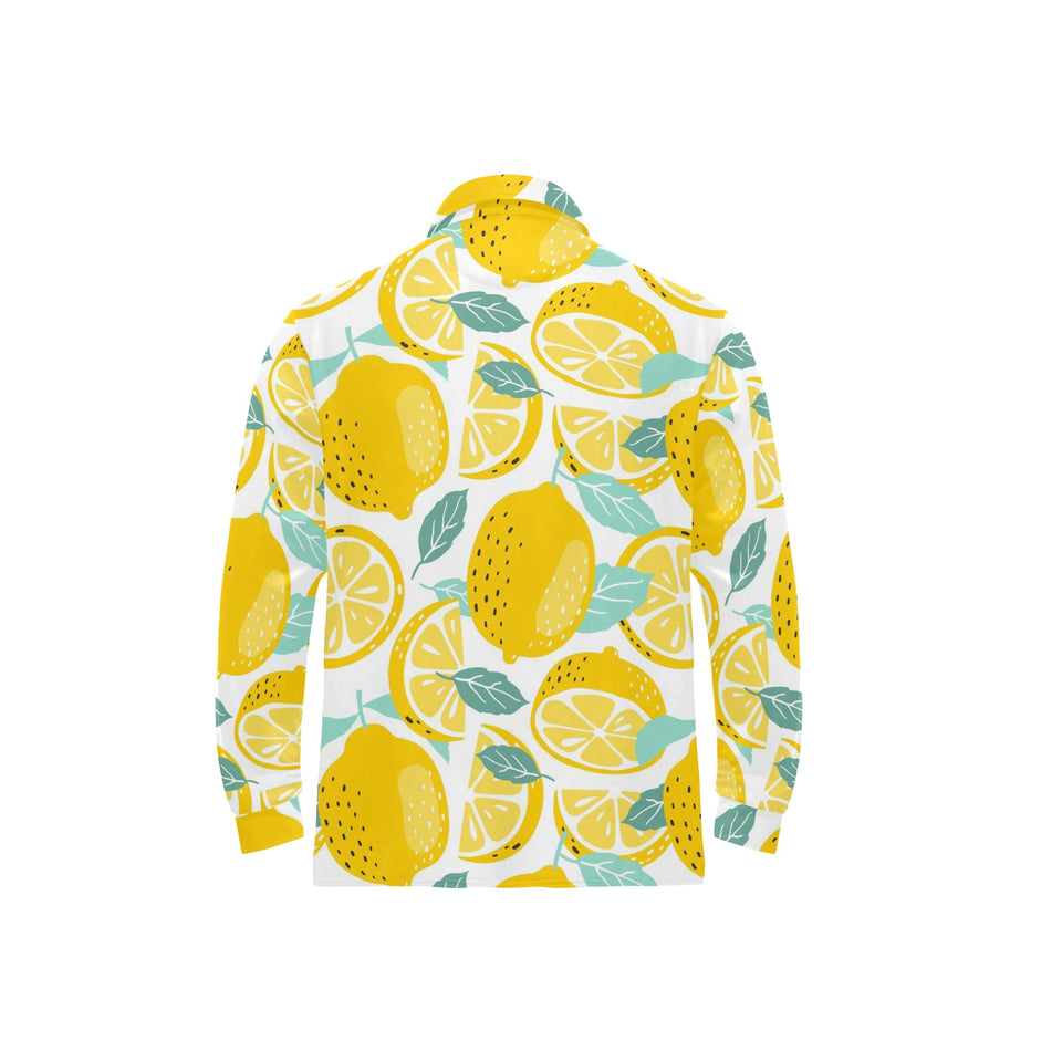 lemon design pattern Men's Long Sleeve Polo Shirt