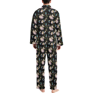 Hummingbird Pattern Print Design 03 Men's Long Pajama Set