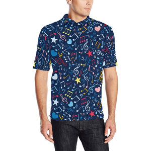 Music Notes Pattern Print Design 03 Men's All Over Print Polo Shirt