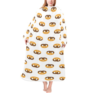 Pretzels Pattern Print Design 02 Blanket Robe with Sleeves