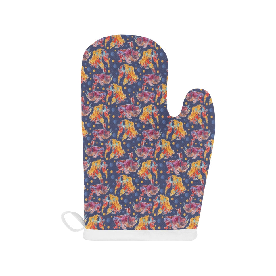 Goldfish Pattern Print Design 05 Heat Resistant Oven Mitts