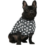 Cute white rabbit polka dots black background All Over Print Pet Dog Round Neck Fuzzy Shirt