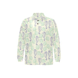 Seahorse shell pattern Men's Long Sleeve Polo Shirt