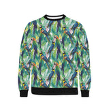 Colorful parrot exotic flower leaves Men's Crew Neck Sweatshirt