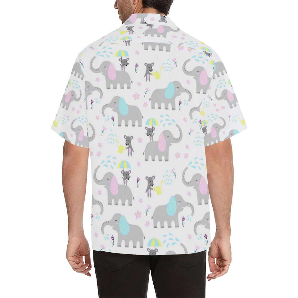 Cute elephant mouse pattern Men's All Over Print Hawaiian Shirt
