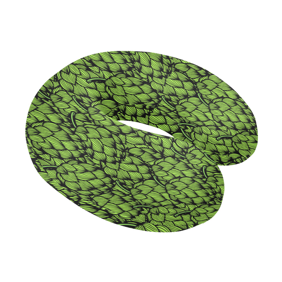 Green hop pattern U-Shaped Travel Neck Pillow