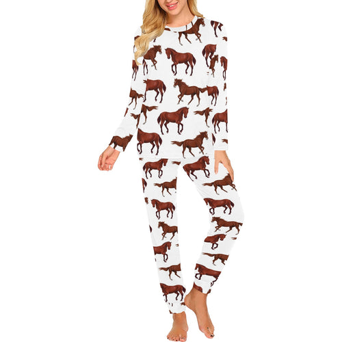 Horses running pattern background Women's All Over Print Pajama Set