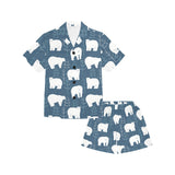 polar bear mother her child pattern Kids' Boys' Girls' V-Neck Short Pajama Set