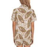 Corn Pattern Print Design 03 Women's V-Neck Short Pajama Set