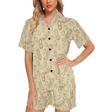 hand drawn peanuts pattern Women's V-Neck Short Pajama Set
