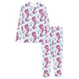 Purple seahorse blue coral pattern Women's All Over Print Pajama Set
