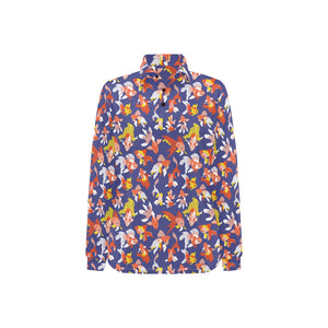 Goldfish Pattern Print Design 04 Women's Long Sleeve Polo Shirt