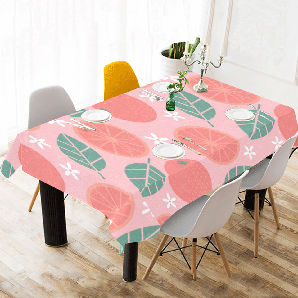 Grapefruit leaves flower pink background Tablecloth