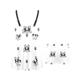 Cute french bulldog paw pattern Chest Sexy Pleated Two Piece Swim Dress