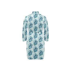 Swordfish Pattern Print Design 05 Men's Long Sleeve Belted Night Robe