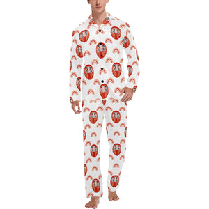 Daruma japanese wooden doll design pattern Men's Long Pajama Set
