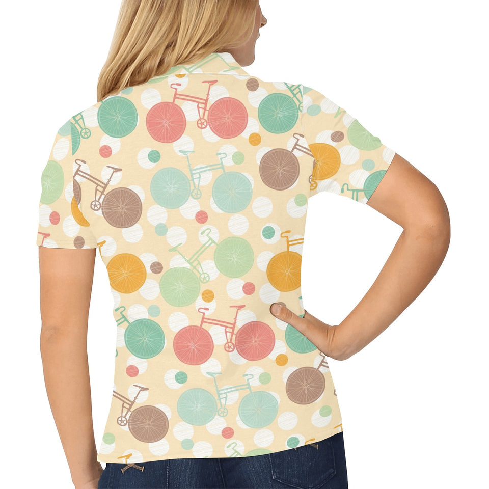 Bicycle Pattern Print Design 01 Women's All Over Print Polo Shirt