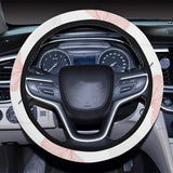 Black Gray Cream coral ginkgo leaves pattern Car Steering Wheel Cover