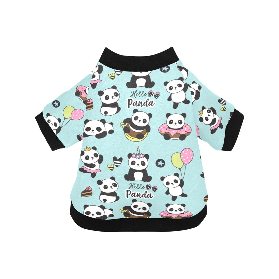 Cute baby panda pattern All Over Print Pet Dog Round Neck Fuzzy Shirt