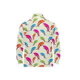 Colorful Chameleon lizard pattern Men's Long Sleeve Polo Shirt