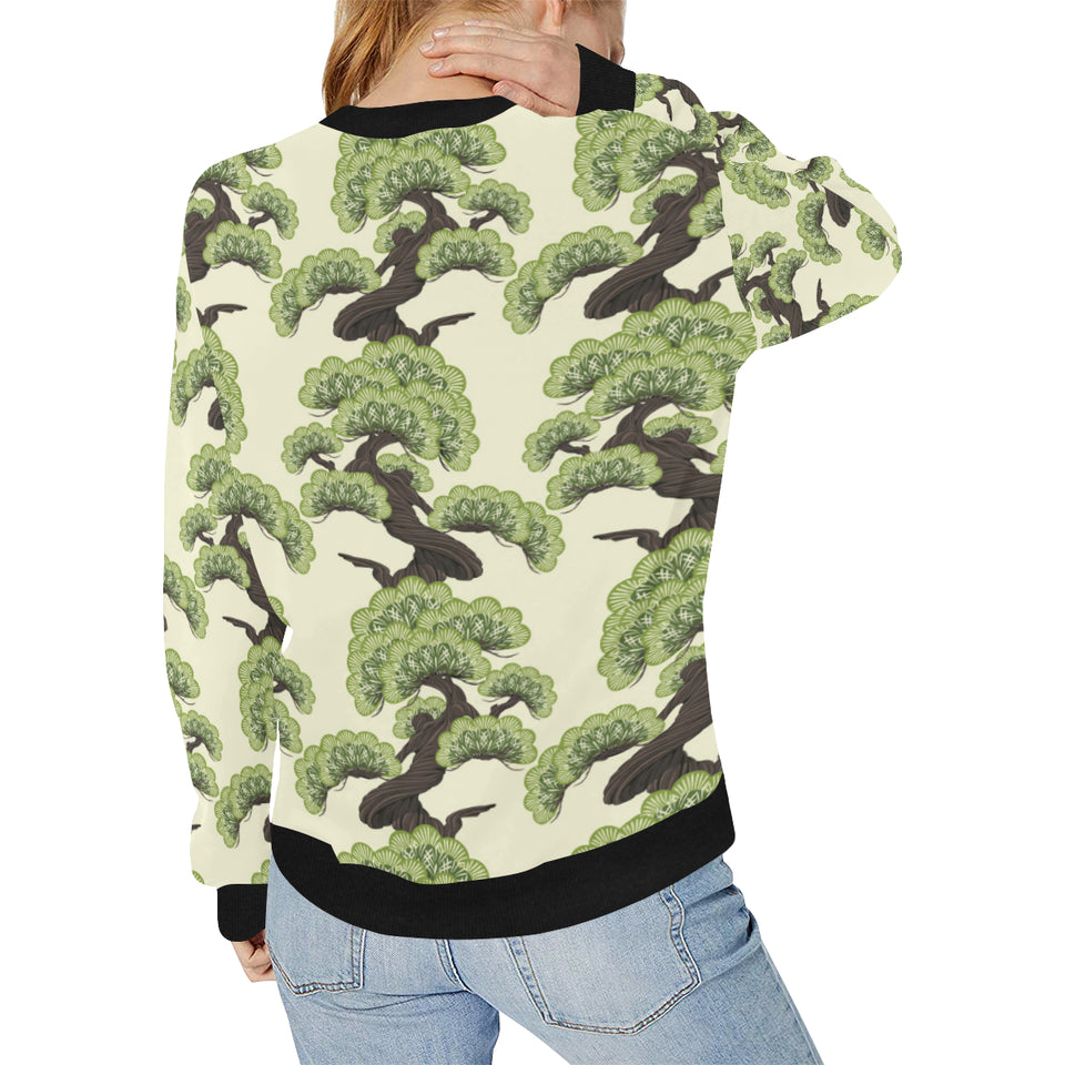 Bonsai pattern Women's Crew Neck Sweatshirt