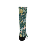 dinosaurs tropical leaves flower pattern Crew Socks
