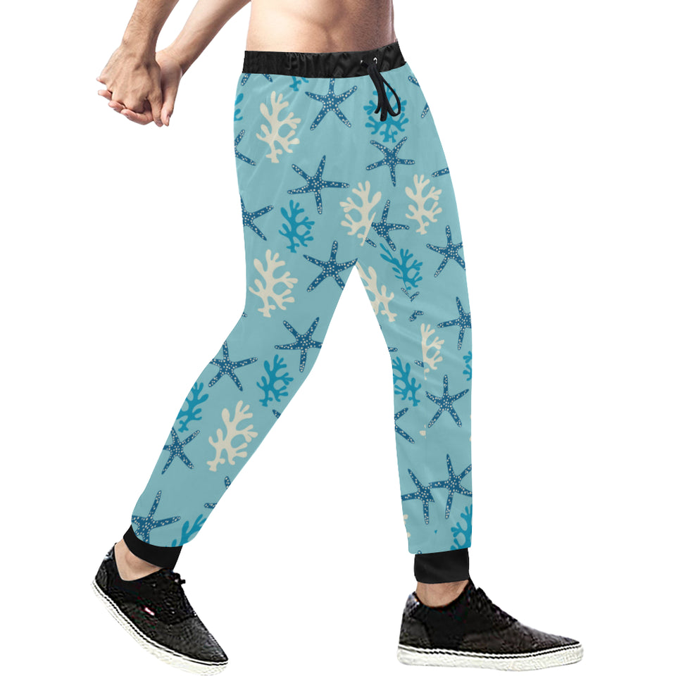 Blue starfish coral reef pattern Unisex Casual Sweatpants