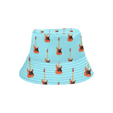 electric guitar pattern light blue background Unisex Bucket Hat