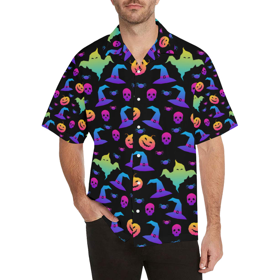 Colorful halloween background Men's All Over Print Hawaiian Shirt